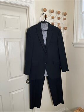 Jack Victor Classic Pinstriped Old Money Blazer Suit - Navy 42R Blazer 35R Pants